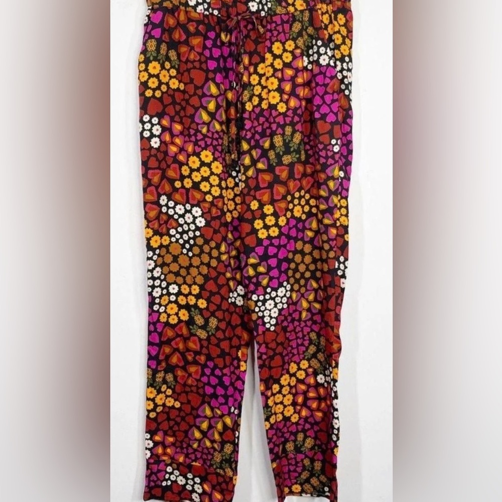 FARM Rio x Anthropologie Elodie Drawstring Floral Heart Cropped Pants Sz. S
